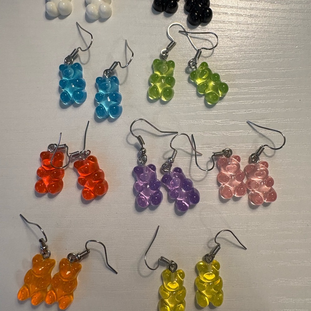 Colorful Gummy Bear Earrings Set